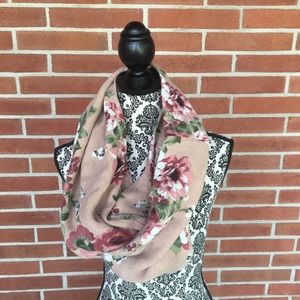 *2/$8 or 3/$12* Light Brown Pink Floral Scarf